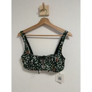 Galamaar Chemise Bra Bikini Top in Eden Floral Green Size Medium NWT MSRP: $156